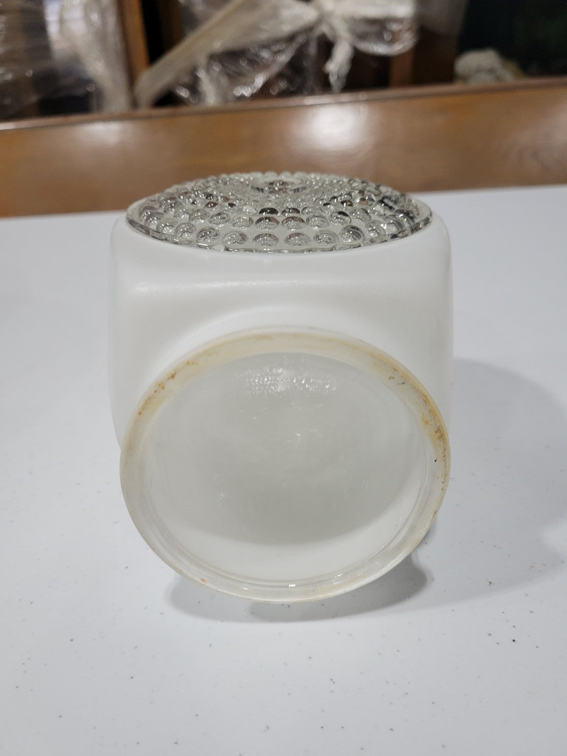Art Deco White Milk Glass Sconce Shade – Radiant Prismatic Lens Front