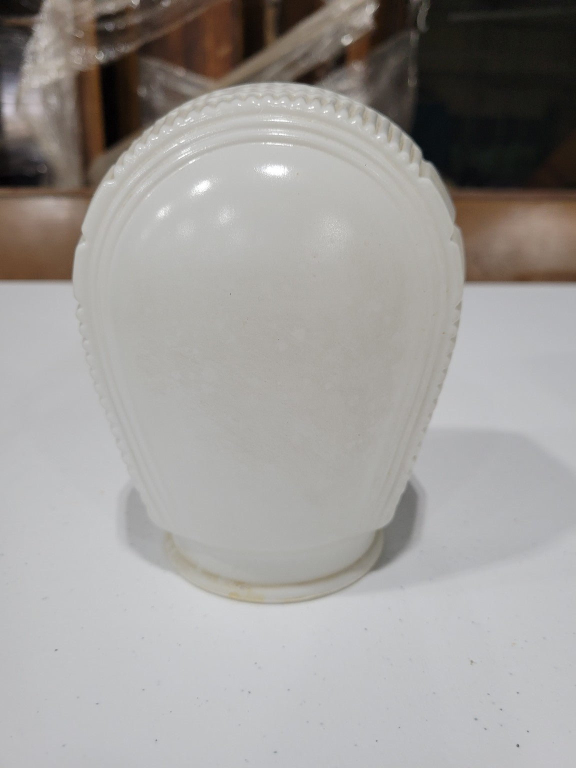 Art Deco White Milk Glass Sconce Shade – Radiant Prismatic Lens Front