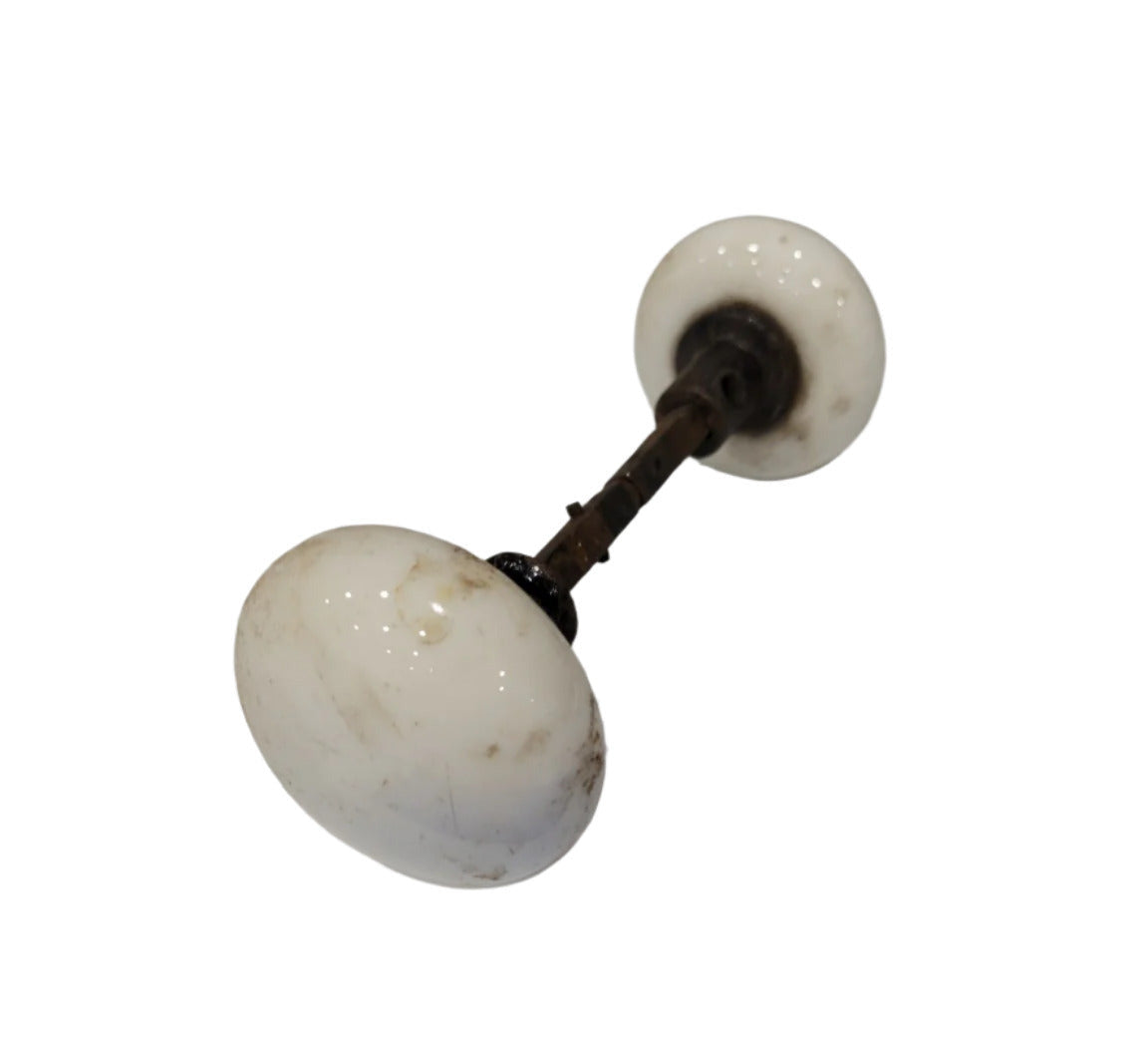 Antique White Porcelain Door Knob Set – 2⅜" Diameter