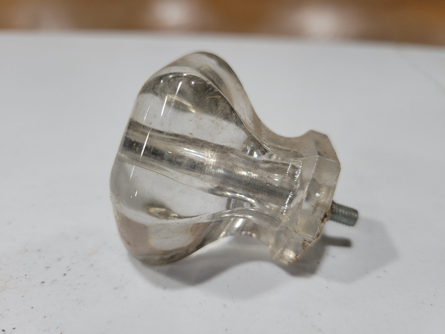 Vintage Clear Glass Hexagonal Cabinet Knob – 2" Diameter