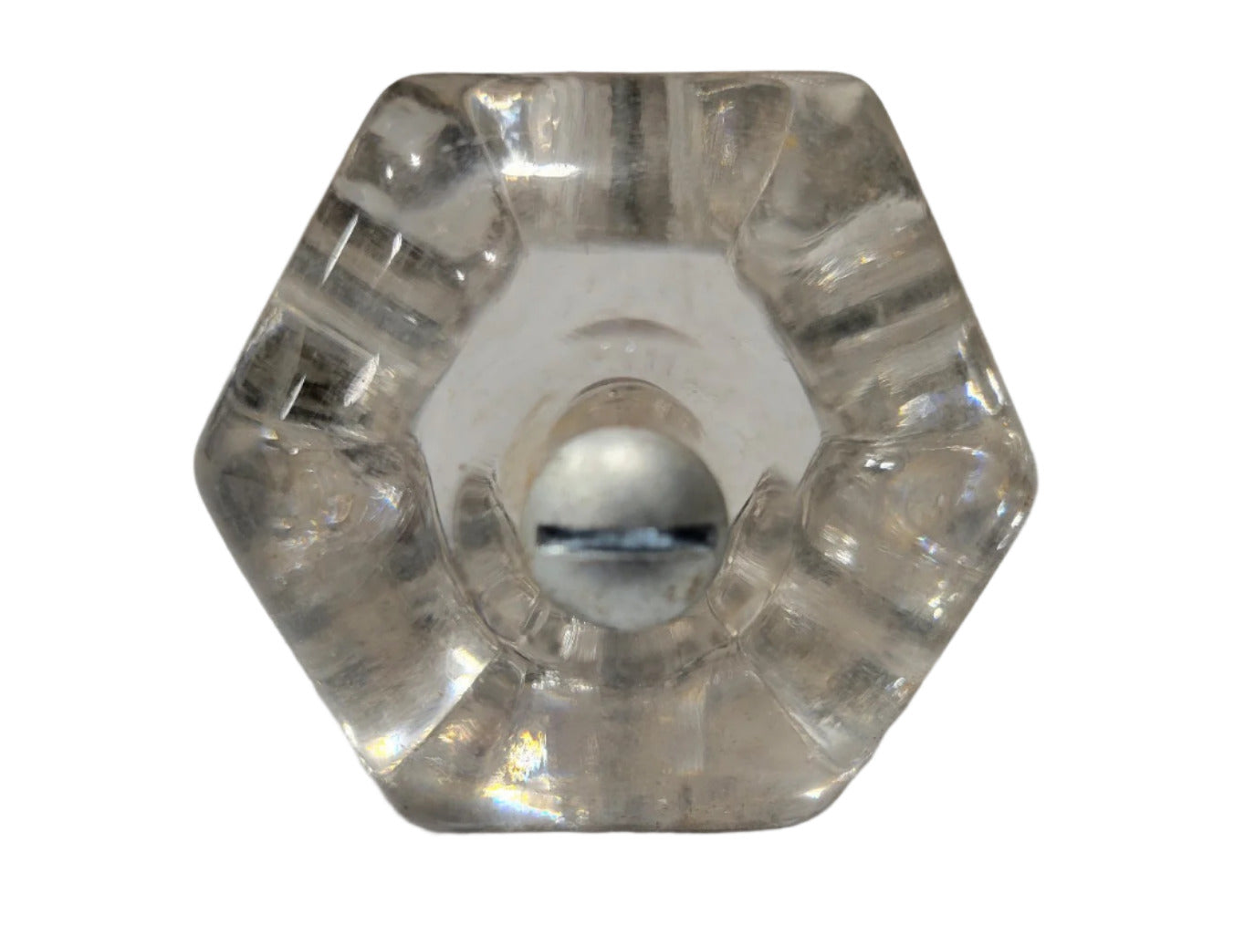 Vintage Clear Glass Hexagonal Cabinet Knob – 2" Diameter