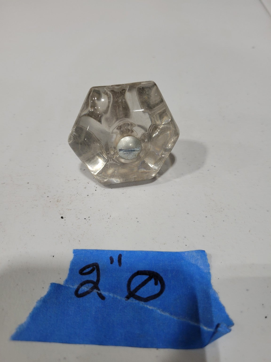 Vintage Clear Glass Hexagonal Cabinet Knob – 2" Diameter