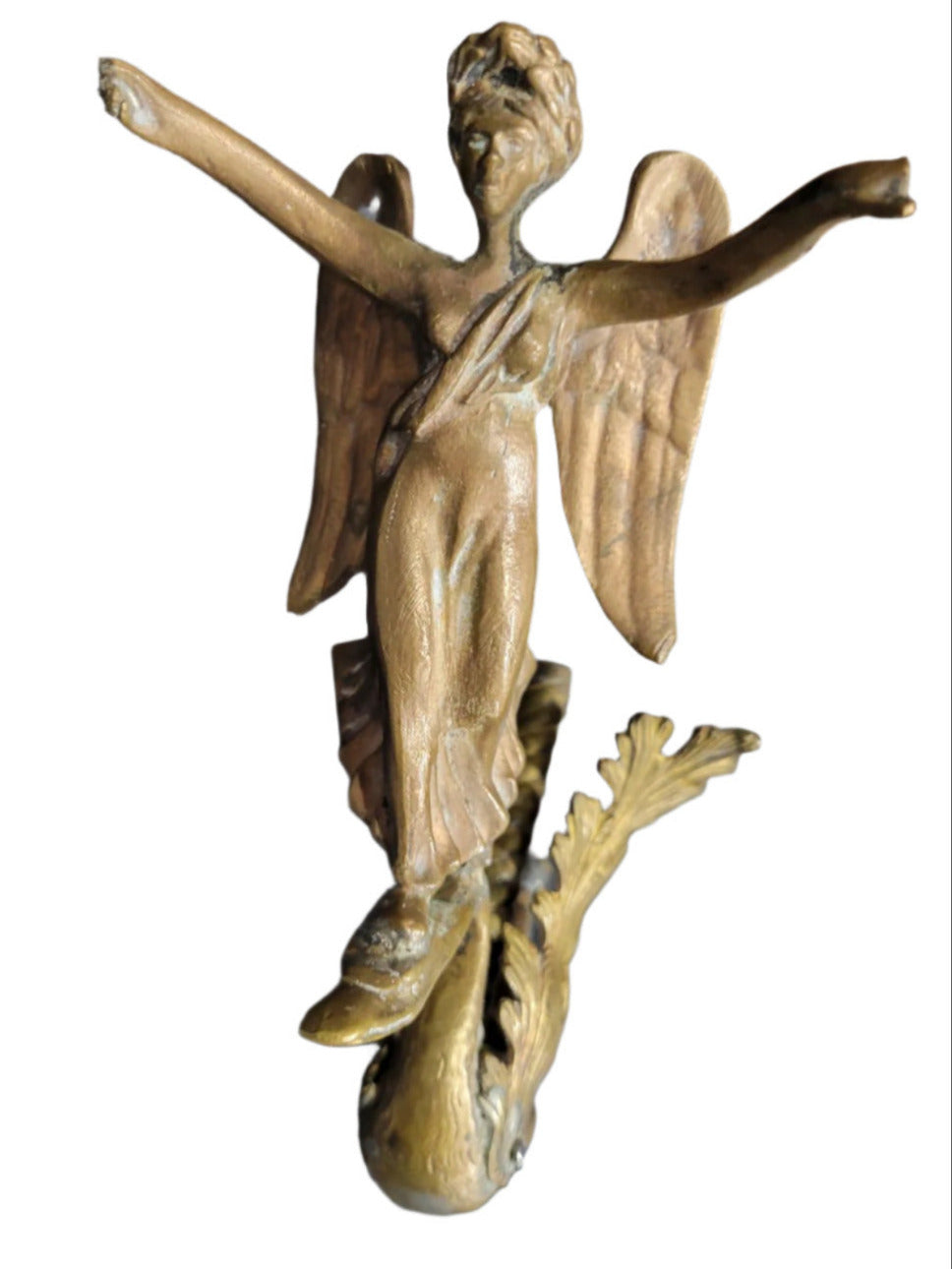 Antique Cast Brass Winged Nymph with Swan Wall Sconce Mount