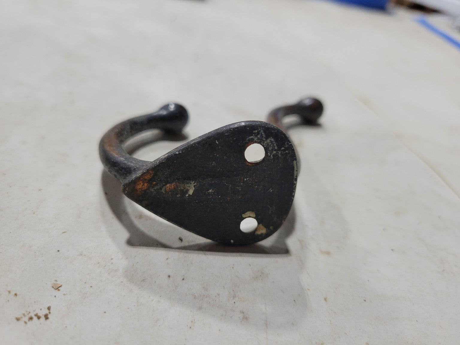 Vintage Cast Iron Double Coat Hook – Ball Tip, Aged Patina