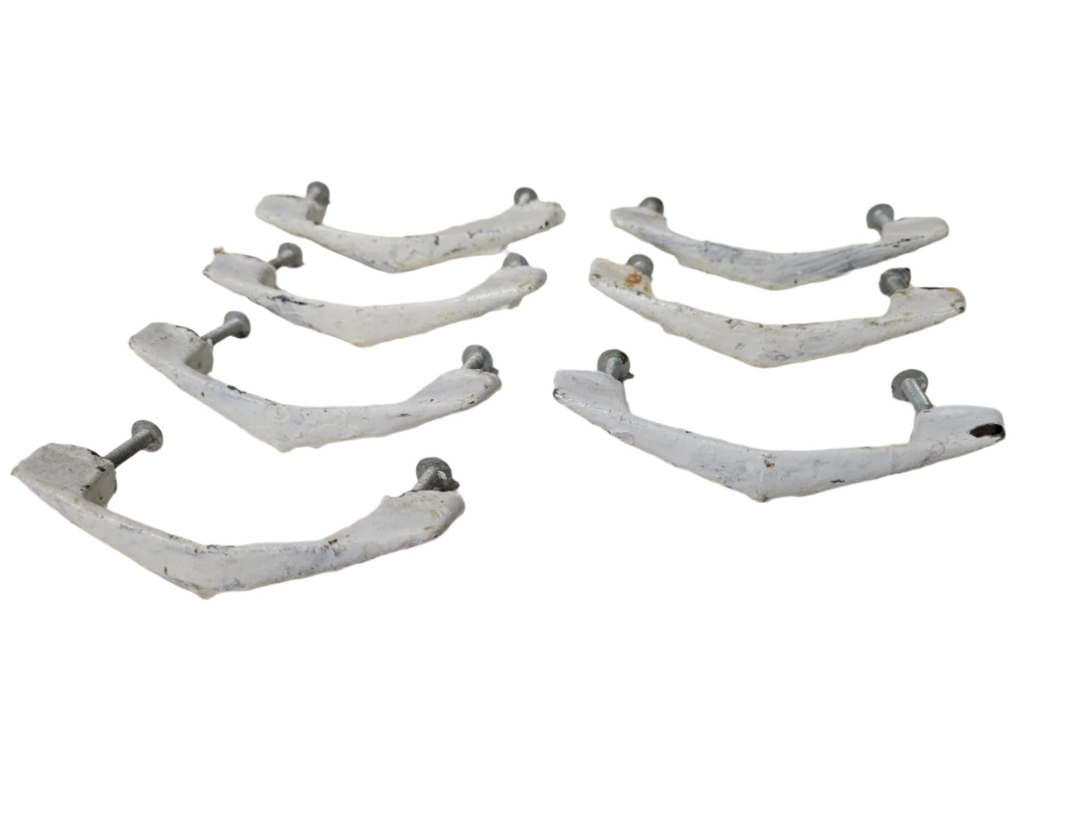 Vintage Painted Steel Drawer Pulls – Set of 7