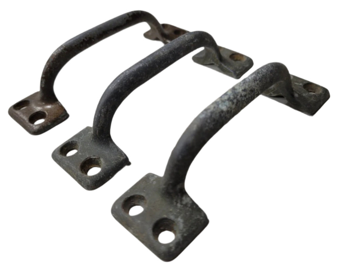 Set of 3 Aged Cast Brass Pull Handles – ⅝" W x 1" T