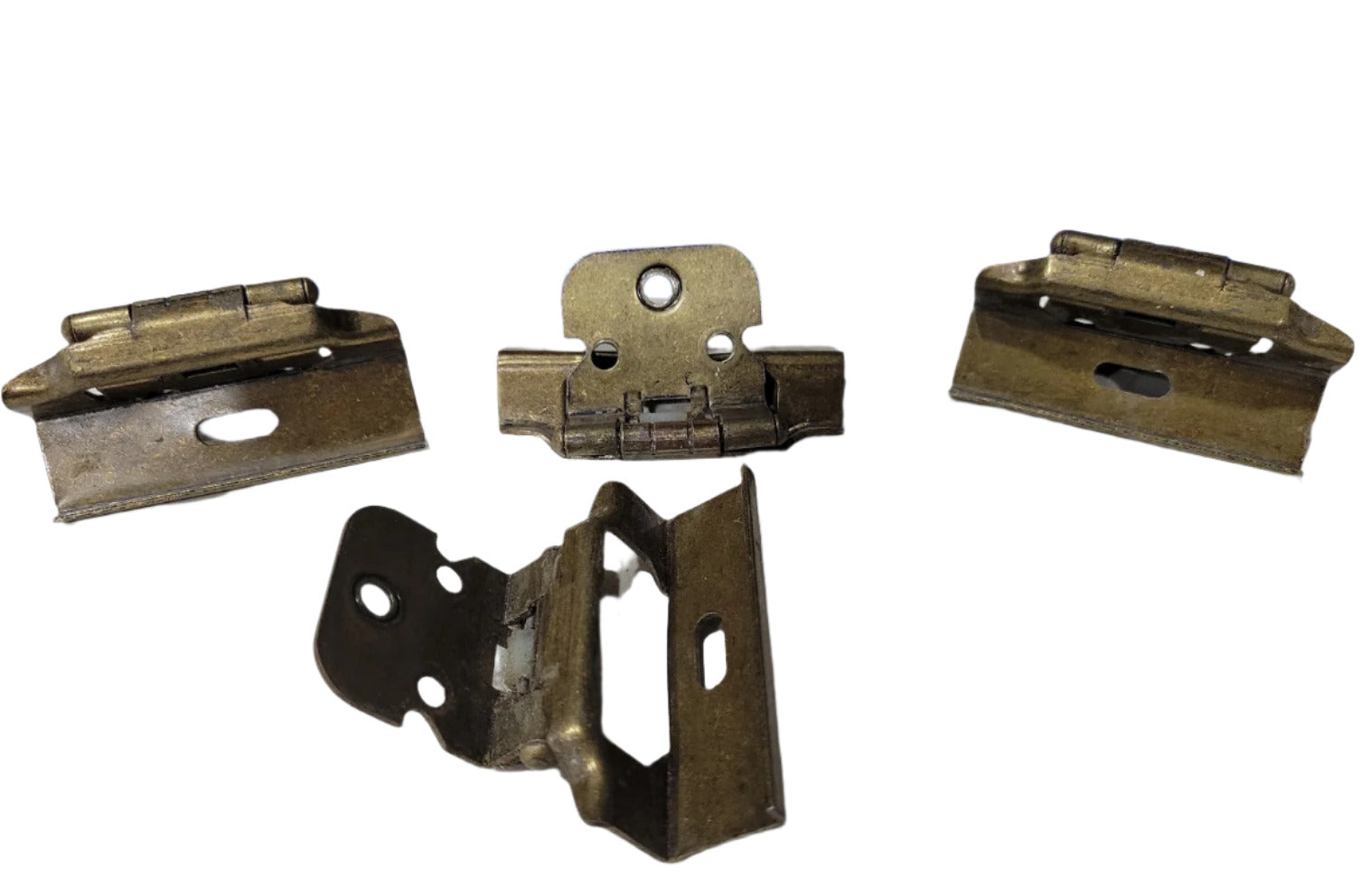 Set of 4 Brass Plated Overlay Cabinet Door Hinges – 2 ⅝" x 1 ⅜"