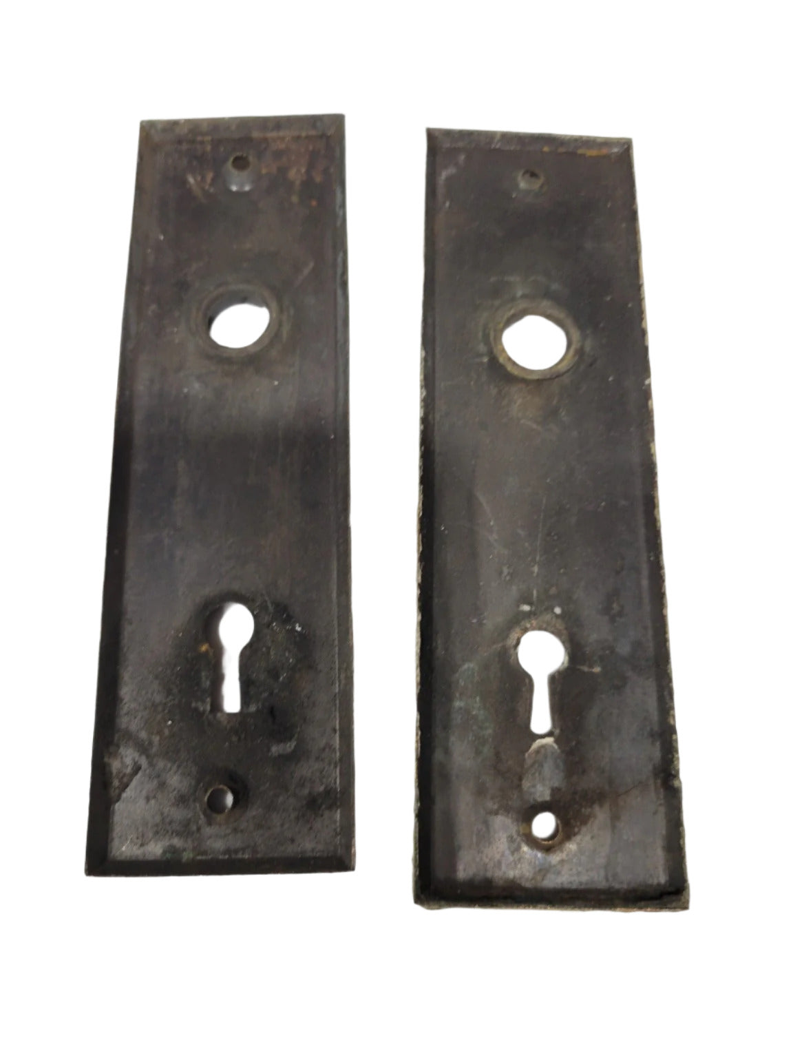 Pair of Antique Brass Keyhole Door Plates – 5 ½" Tall