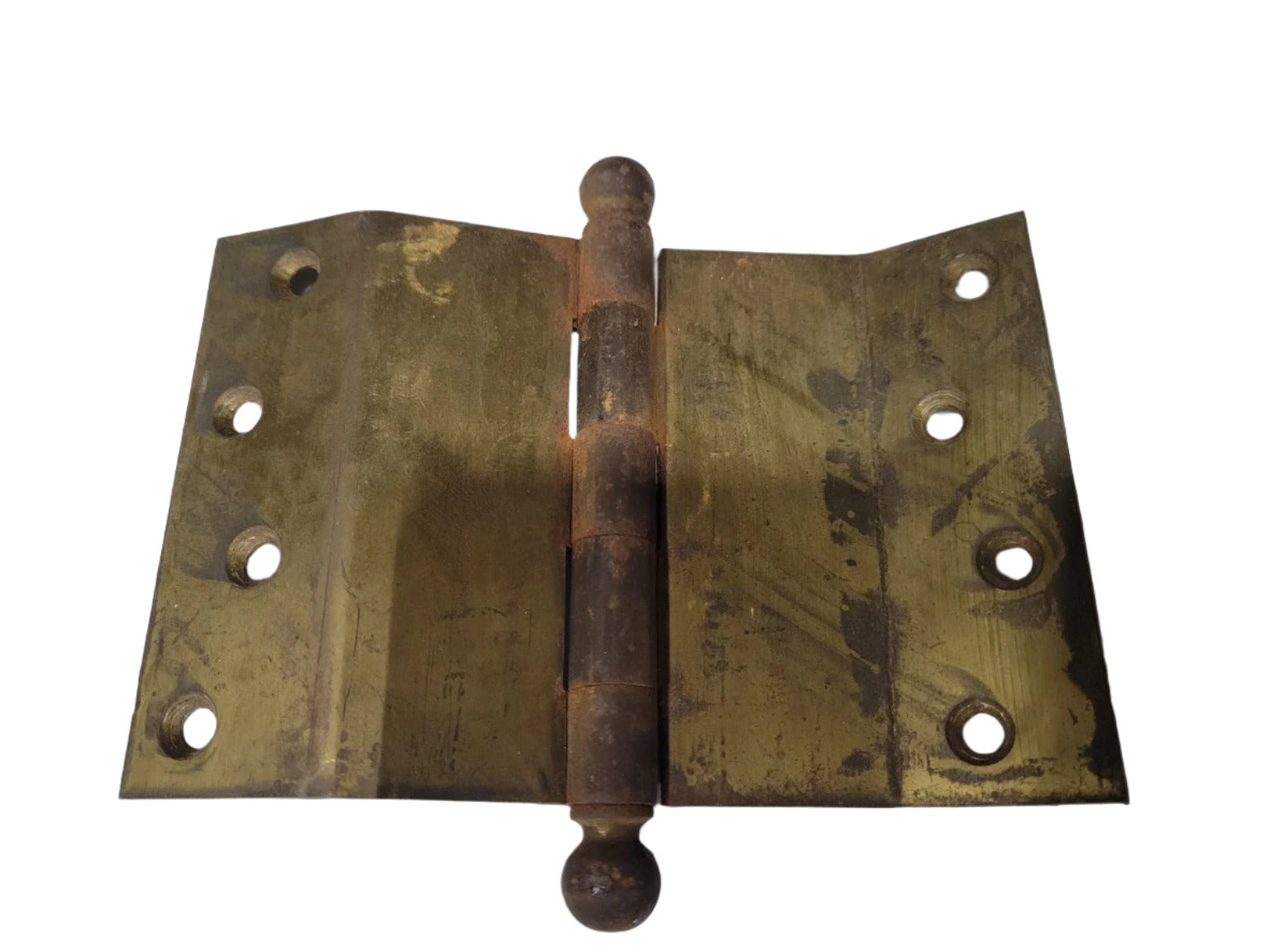 Set of 3 Large Offset Ball-Tip Hinges – 3 1/4" x 4" Vintage Brass