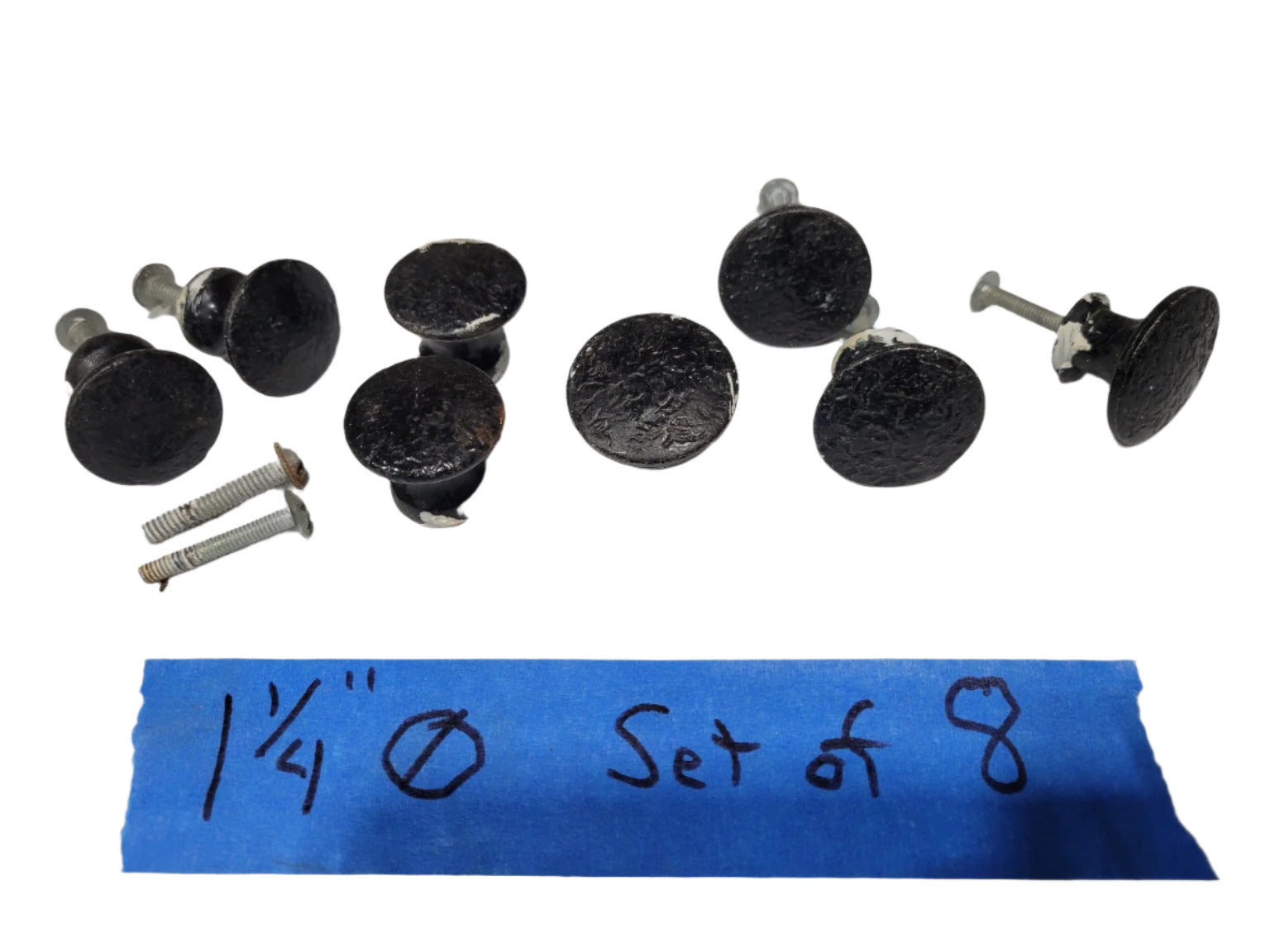 Set of 8 Cast Iron Cabinet Knobs – 1 ¼" Diameter