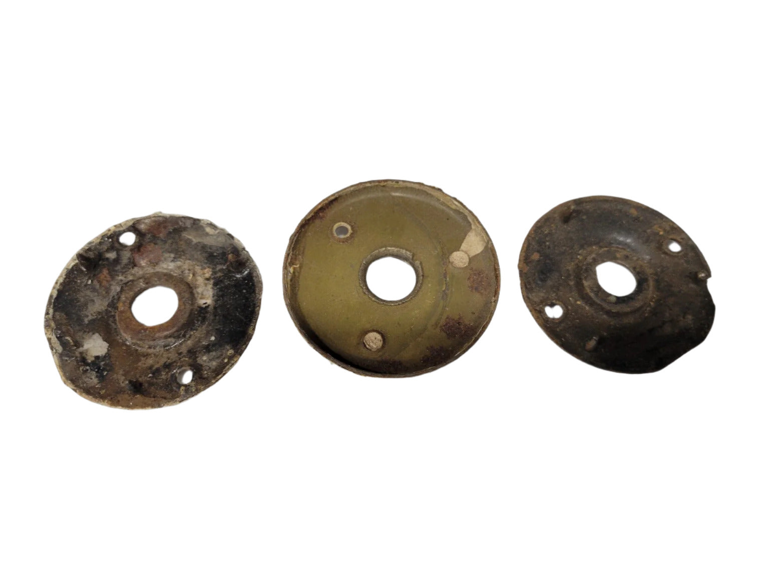 Set of 3 Vintage 2 ⅛" Round Escutcheons – Paint & Patina Finish