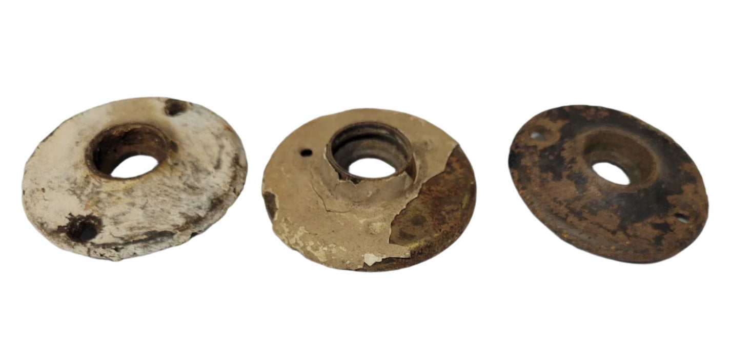 Set of 3 Vintage 2 ⅛" Round Escutcheons – Paint & Patina Finish