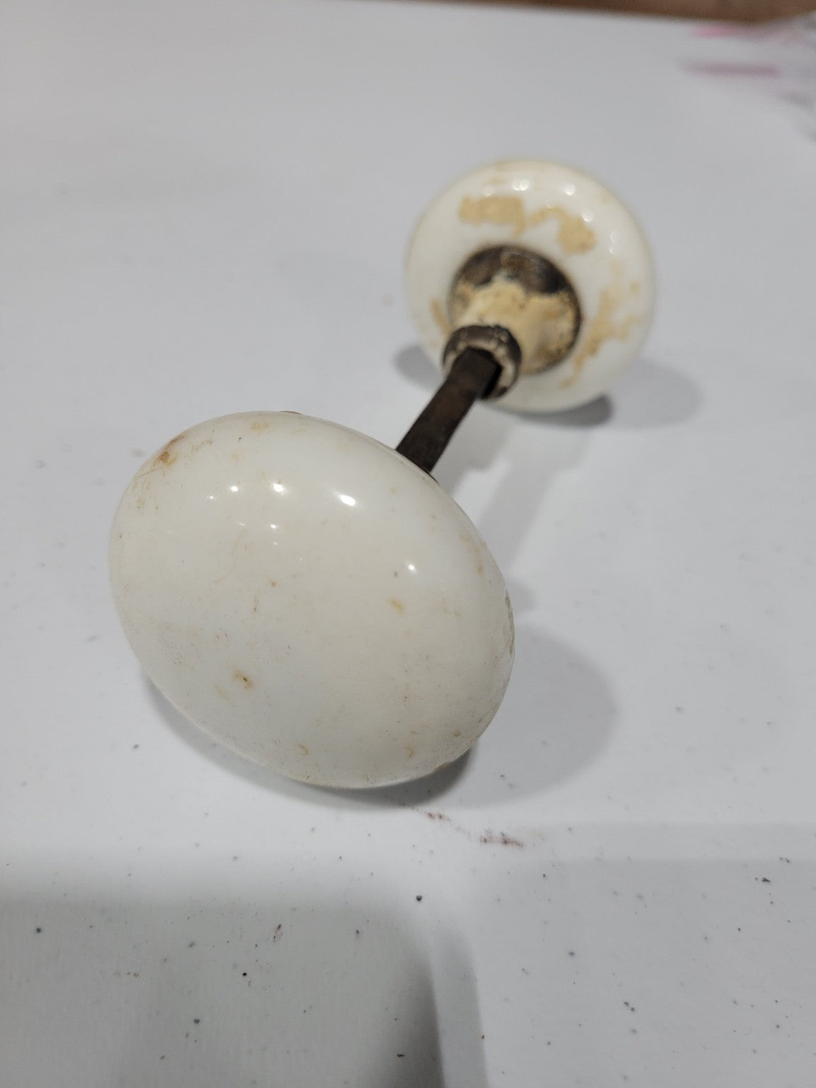 Antique White Porcelain Door Knob Set – 2 ¼" Diameter