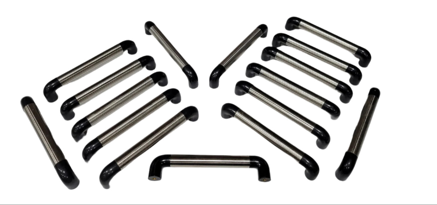 Modern Stainless and Black Plastic Drawer Pulls – Set of 38 (5 ¼″ W)