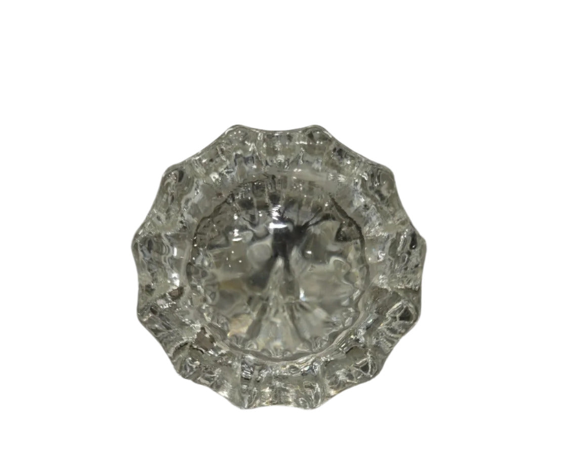 Vintage Fluted Glass Door Knob with Nickel Collar – Single Knob