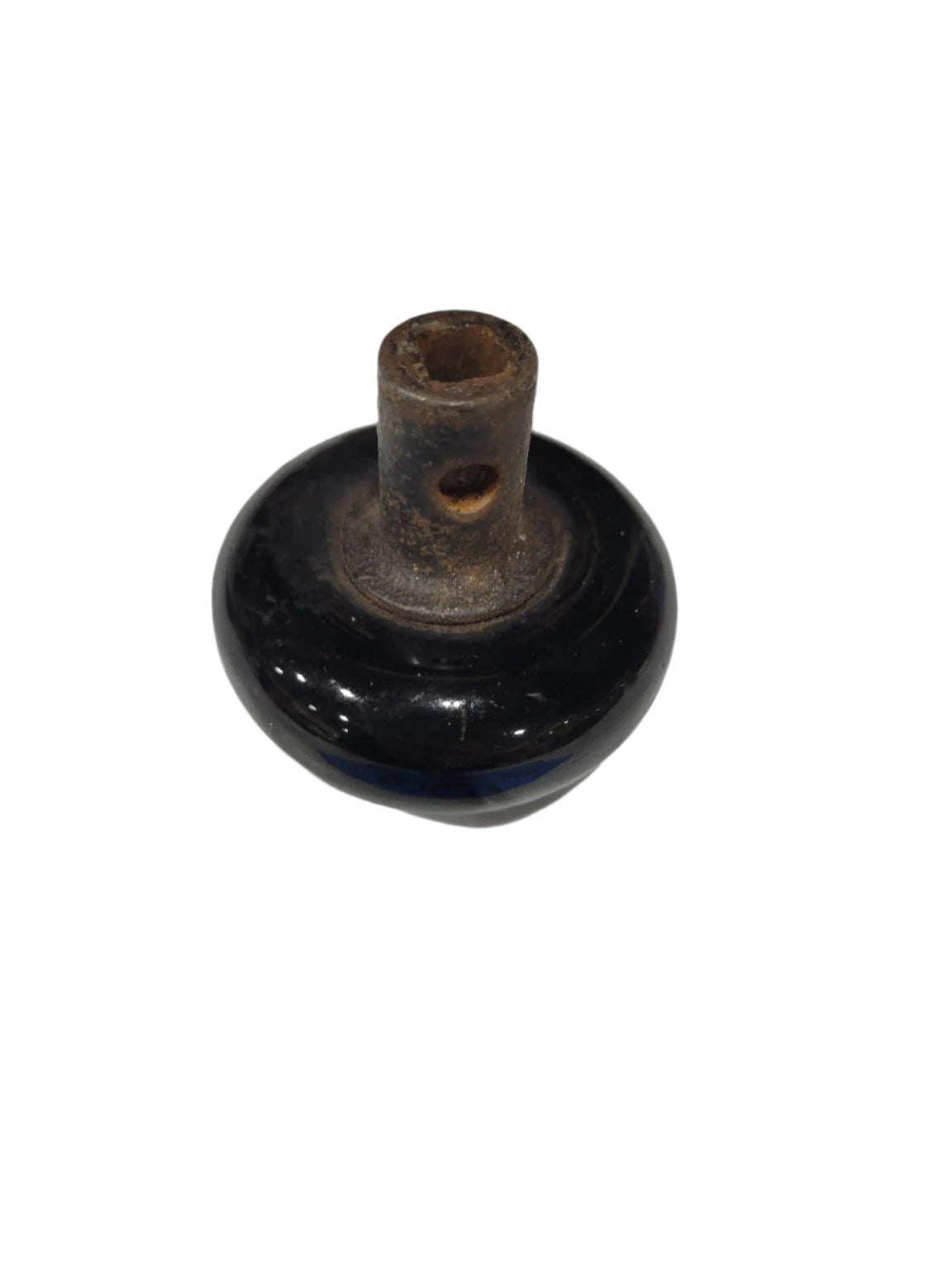 Antique Black Porcelain Door Knob – 2 ⅞" Diameter