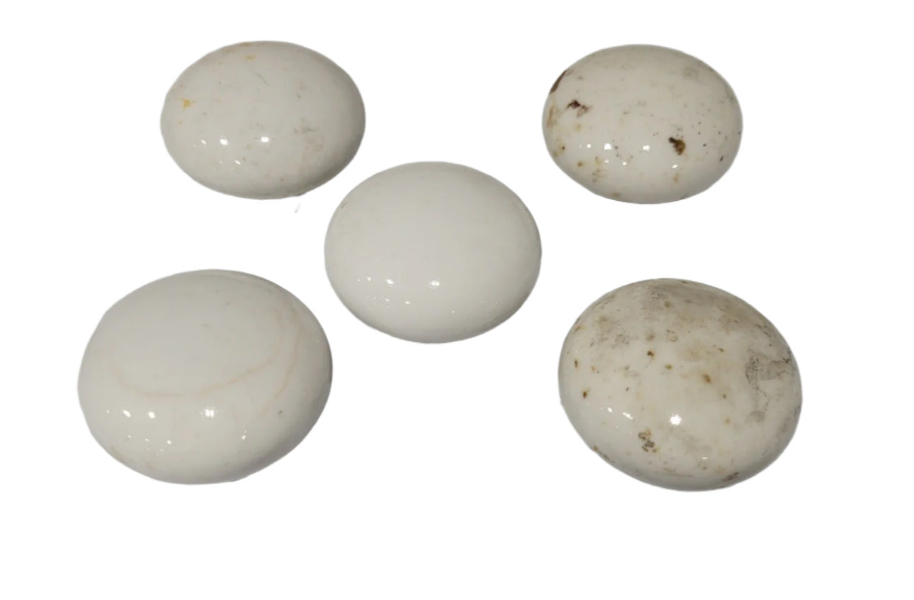 Antique White Porcelain Doorknobs 2 ⅜" Ø  – Set of 5