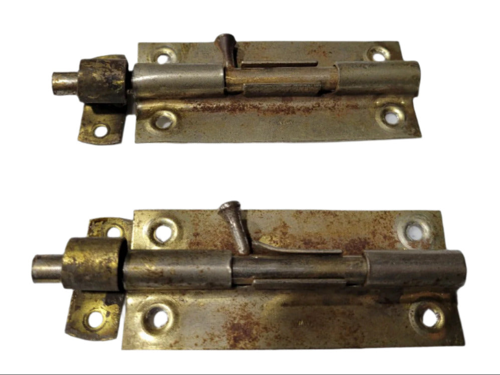 Vintage Brass Slide Bolts – Set of 2 (4" x 1 3/8")