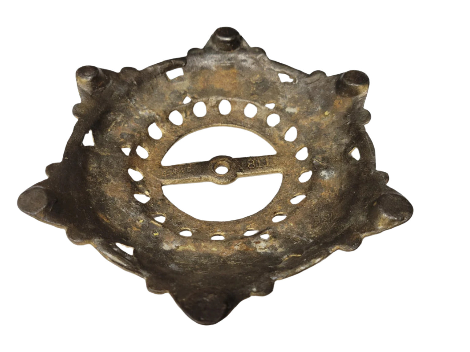 Antique Cast Brass Gas Light Ceiling Canopy – Floral Scroll Design