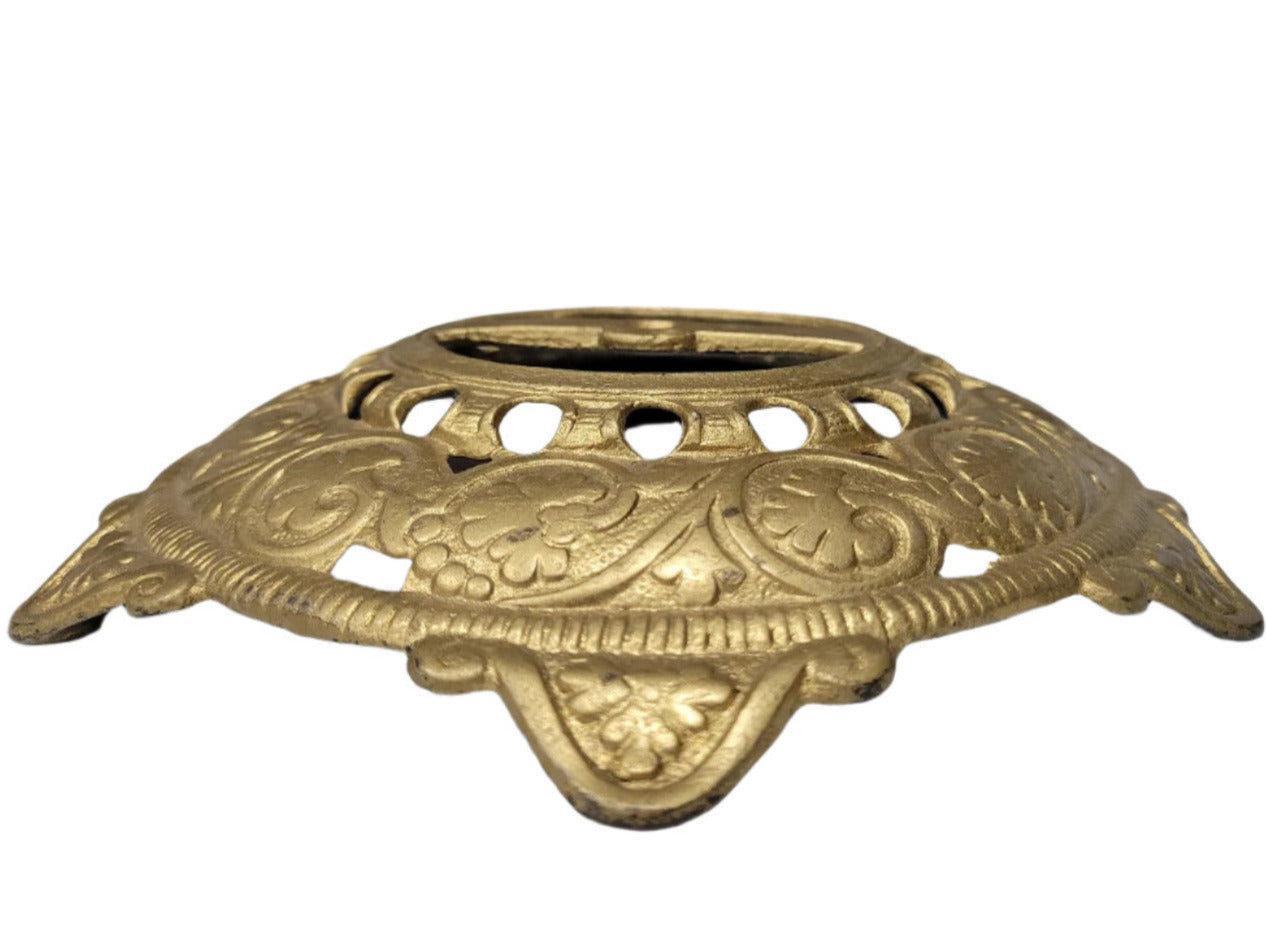 Antique Cast Brass Gas Light Ceiling Canopy – Floral Scroll Design
