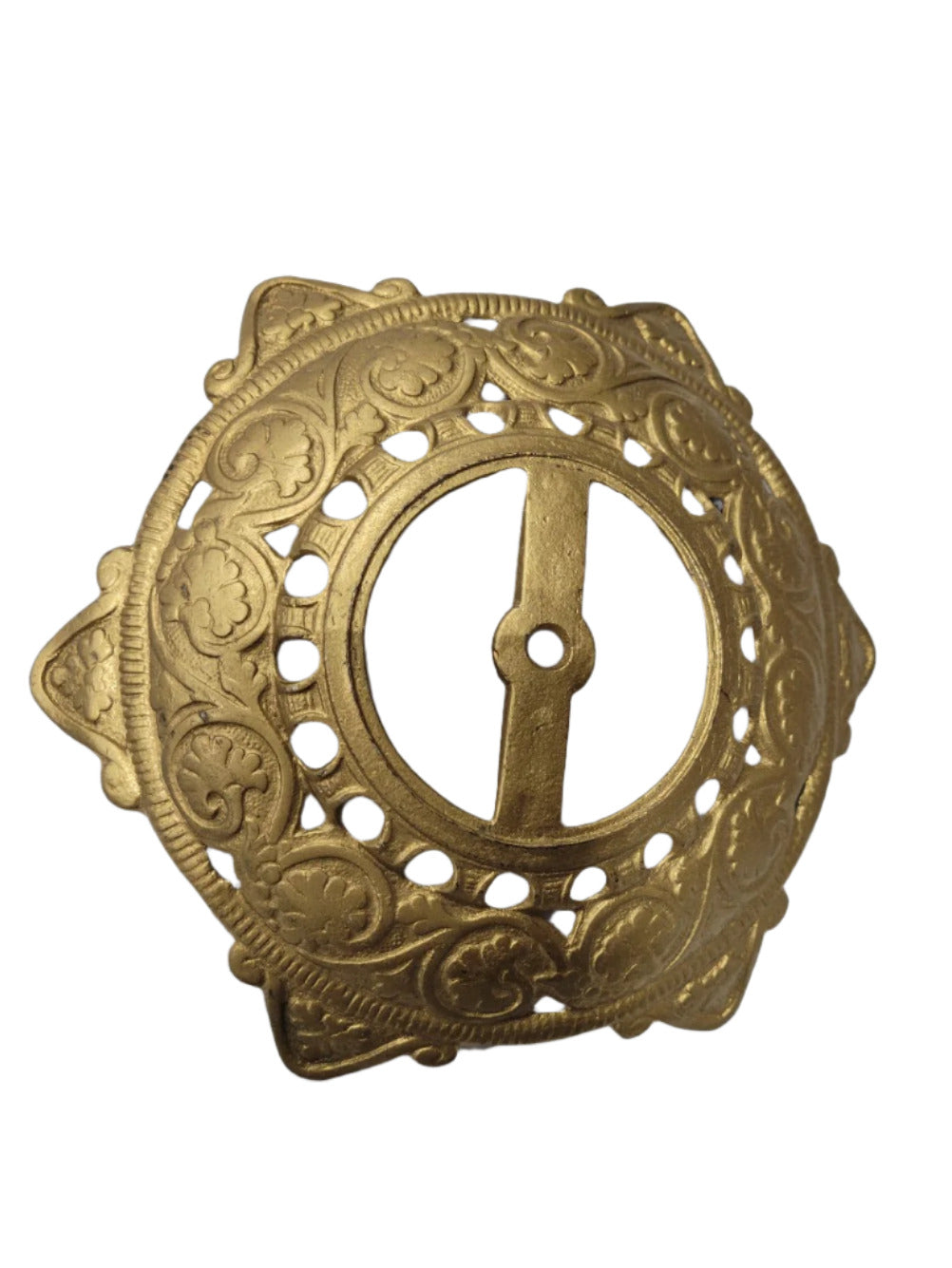 Antique Cast Brass Gas Light Ceiling Canopy – Floral Scroll Design