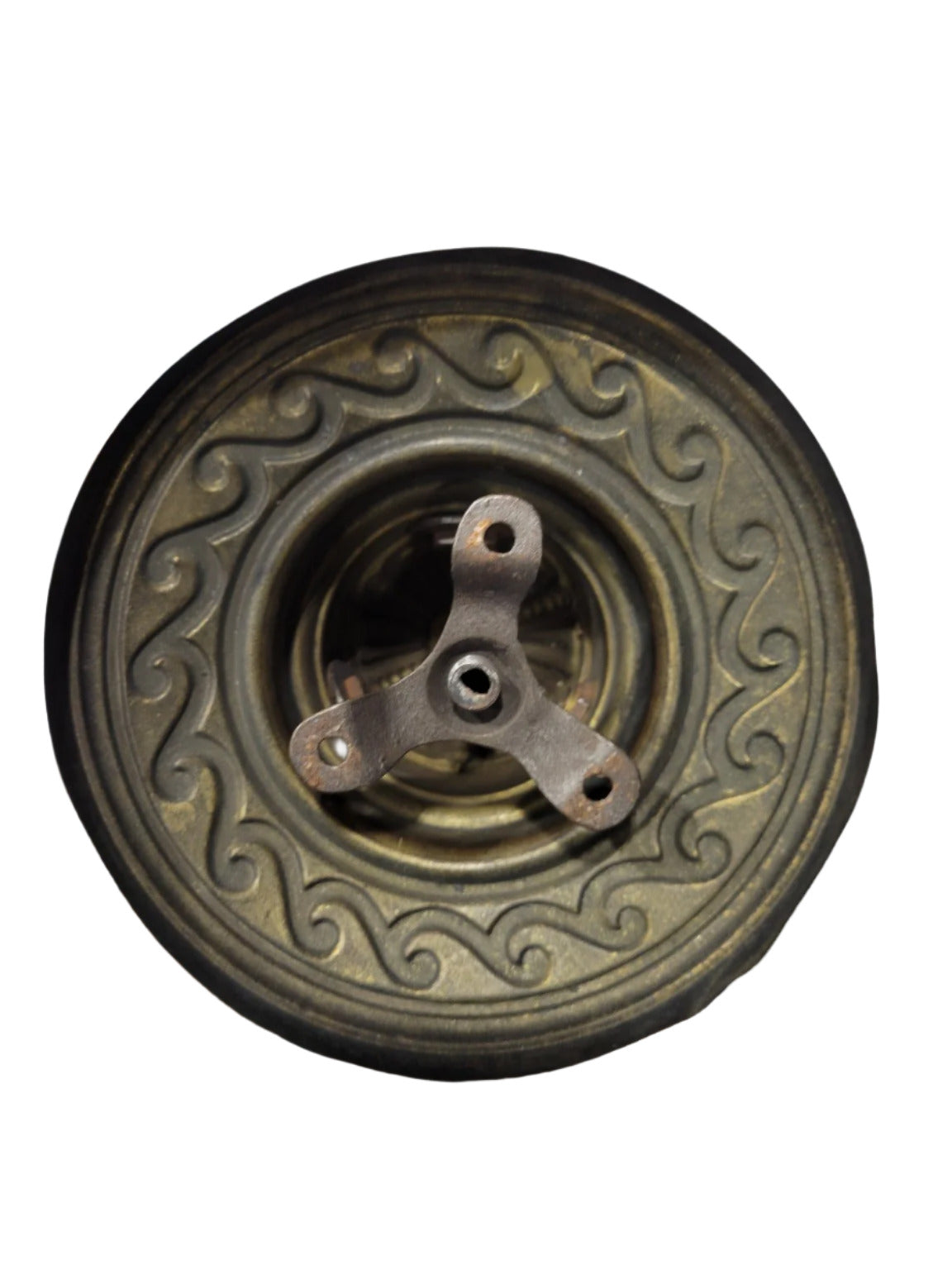 Antique Cast Brass Ceiling Light Base – Ornate Scroll Design