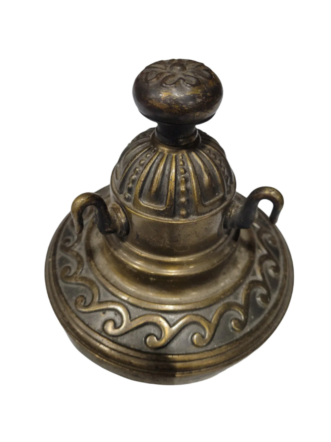 Antique Cast Brass Ceiling Light Base – Ornate Scroll Design