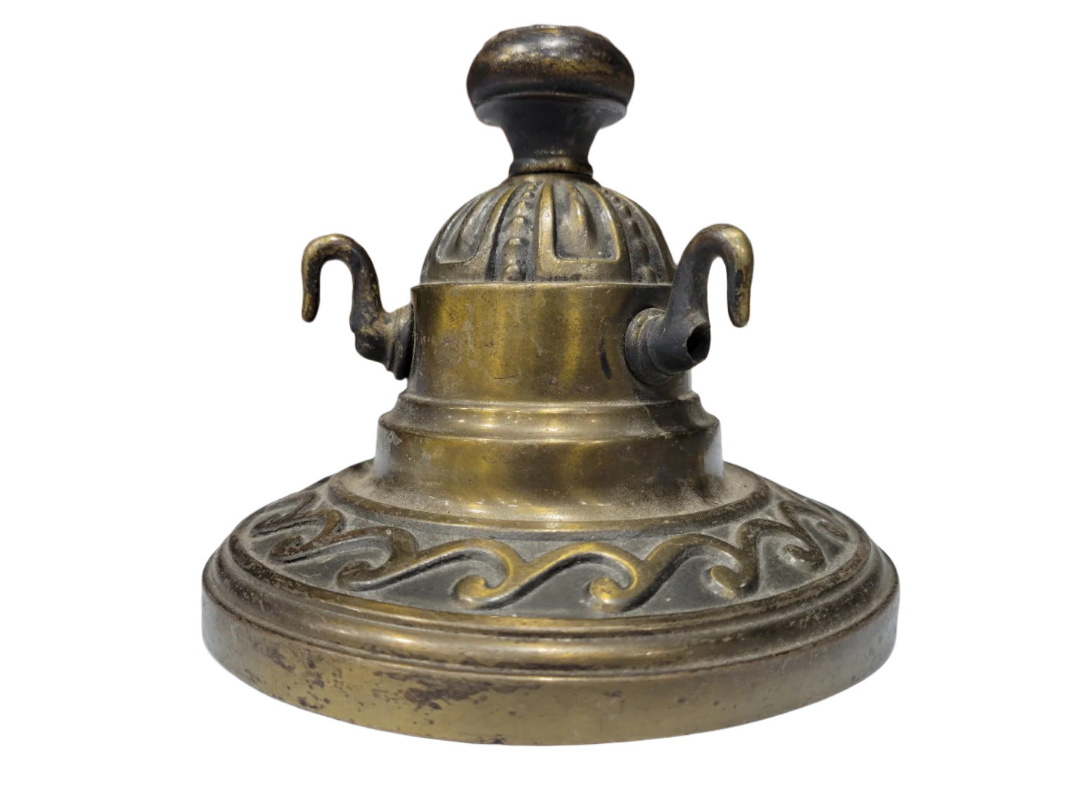 Antique Cast Brass Ceiling Light Base – Ornate Scroll Design