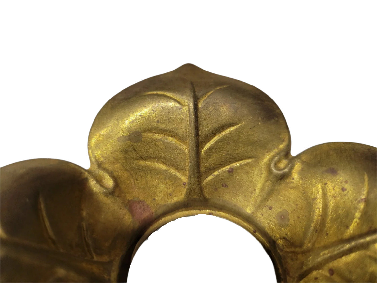 Pair of Antique Brass Leaf Rosette Canopy Collars (2 Pieces)