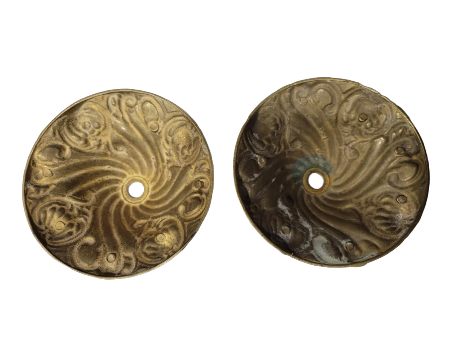 Pair of Ornate Brass Lamp Base Covers – Swirling Acanthus Design