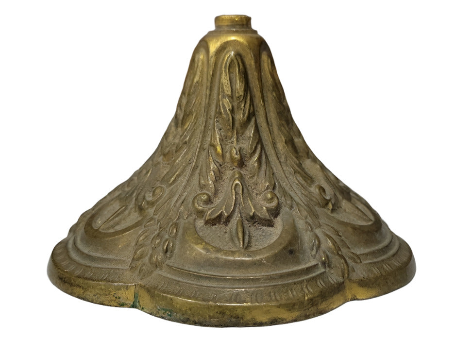 Antique Cast Brass Lamp Base – Ornate Acanthus Leaf Design