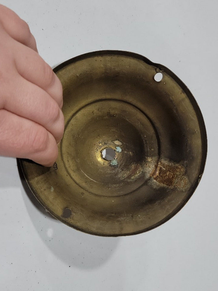 Vintage Cast Brass Ceiling Canopy – Stepped Dome with Patina