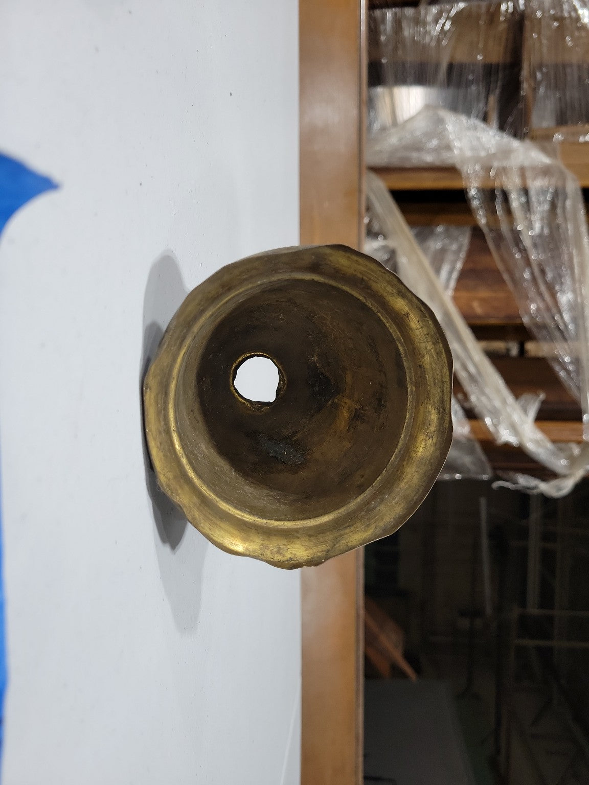 Antique Brass Canopy – Flared Bell Form with Aged Patina
