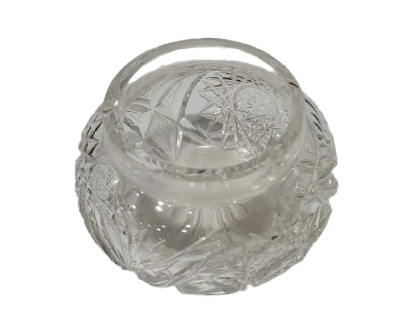 Pressed Glass Decorative Bowl – Diamond & Starburst Pattern, Clear
