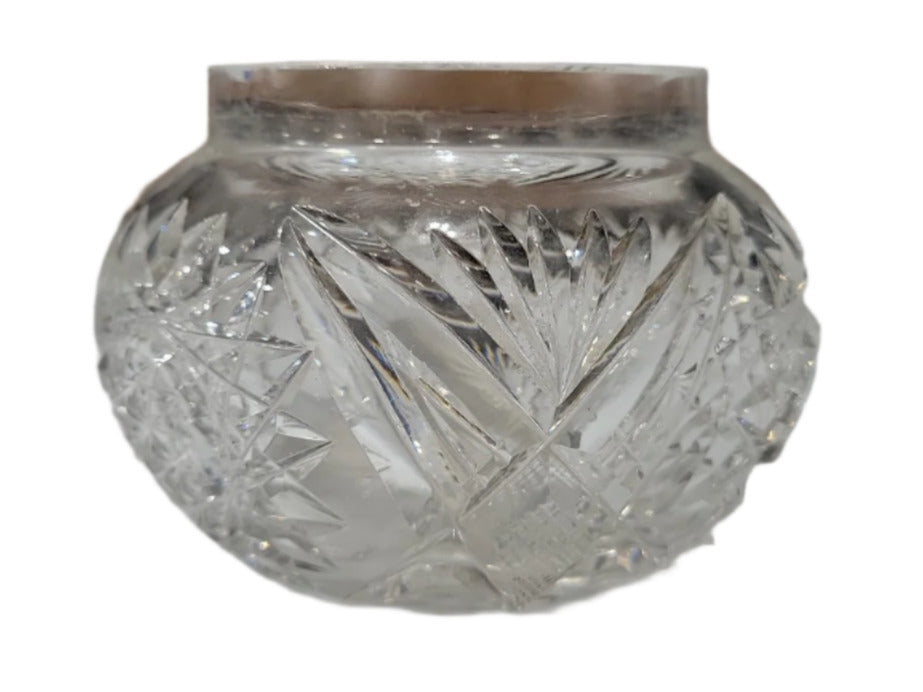 Pressed Glass Decorative Bowl – Diamond & Starburst Pattern, Clear