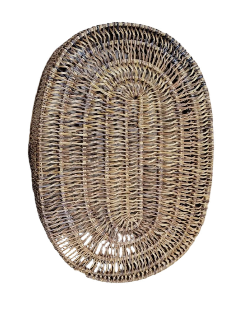 Handwoven Oval Wicker Basket – Two-Tone Rustic Storage Tray