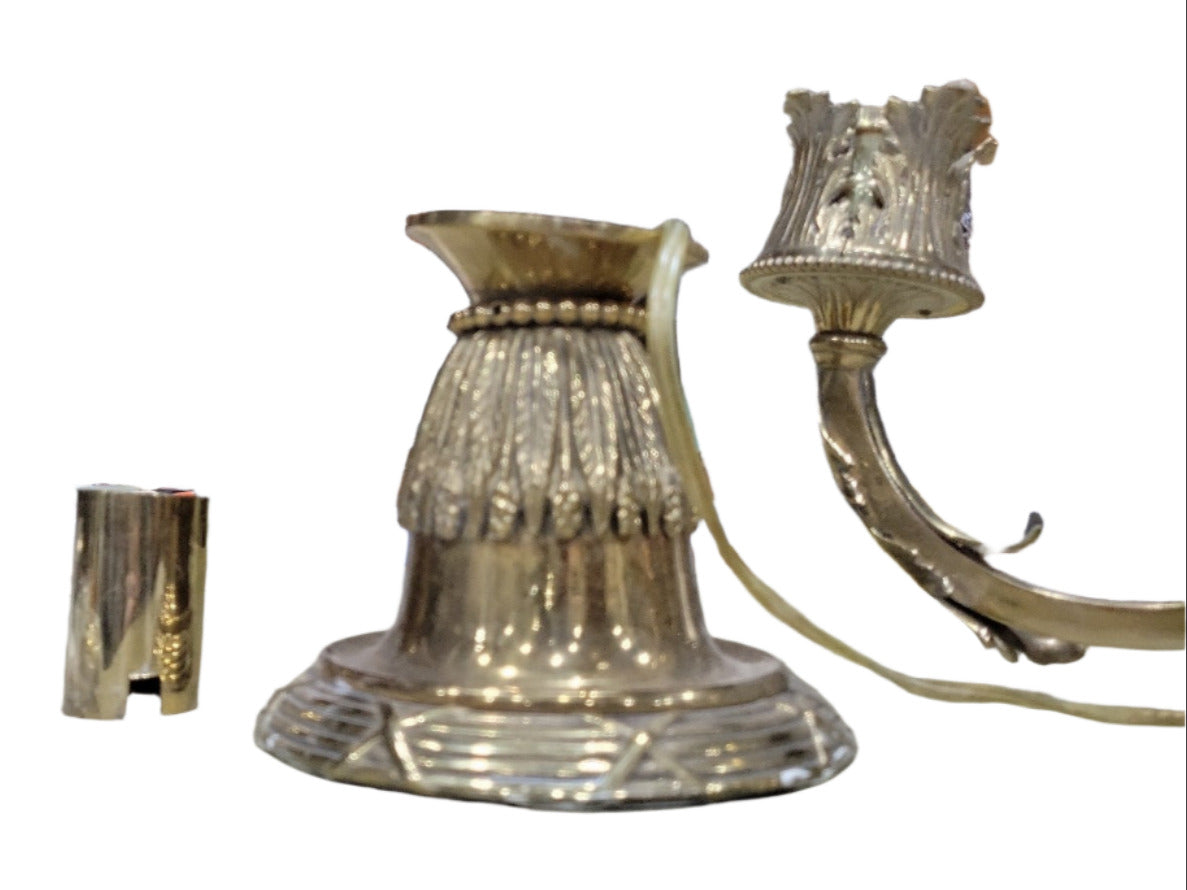 Vintage Brass Rococo-Style 5-Arm Chandelier – Ornate Detailing (AS IS)