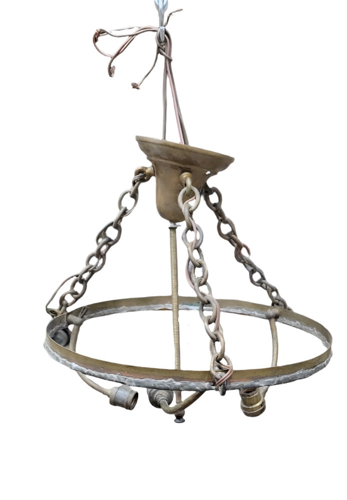 Vintage Brass 3-Light Hanging Fixture Frame – Salvage-Ready (AS IS)