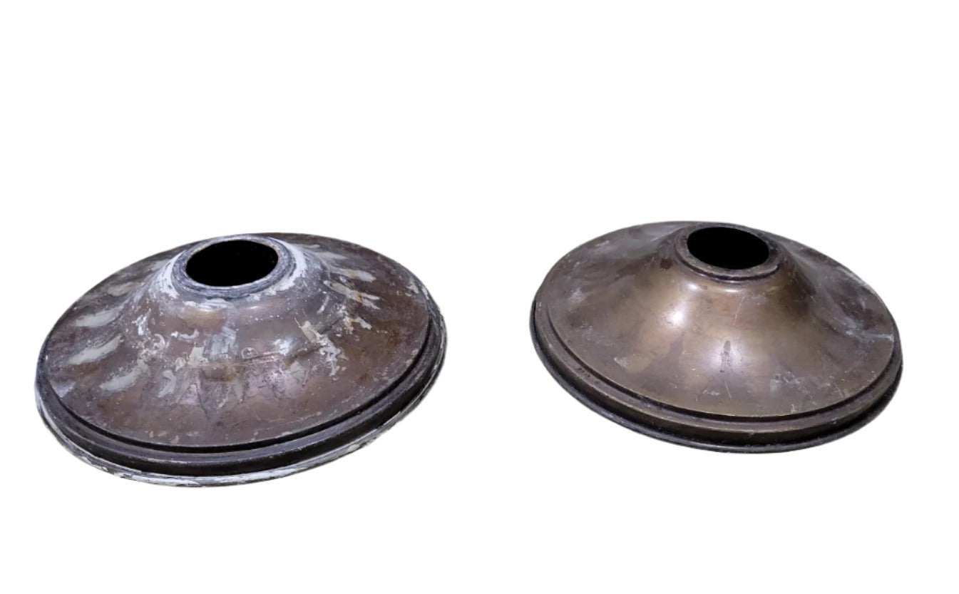 Pair of Vintage Brass Light Canopy Covers – 6 ¾" Diameter
