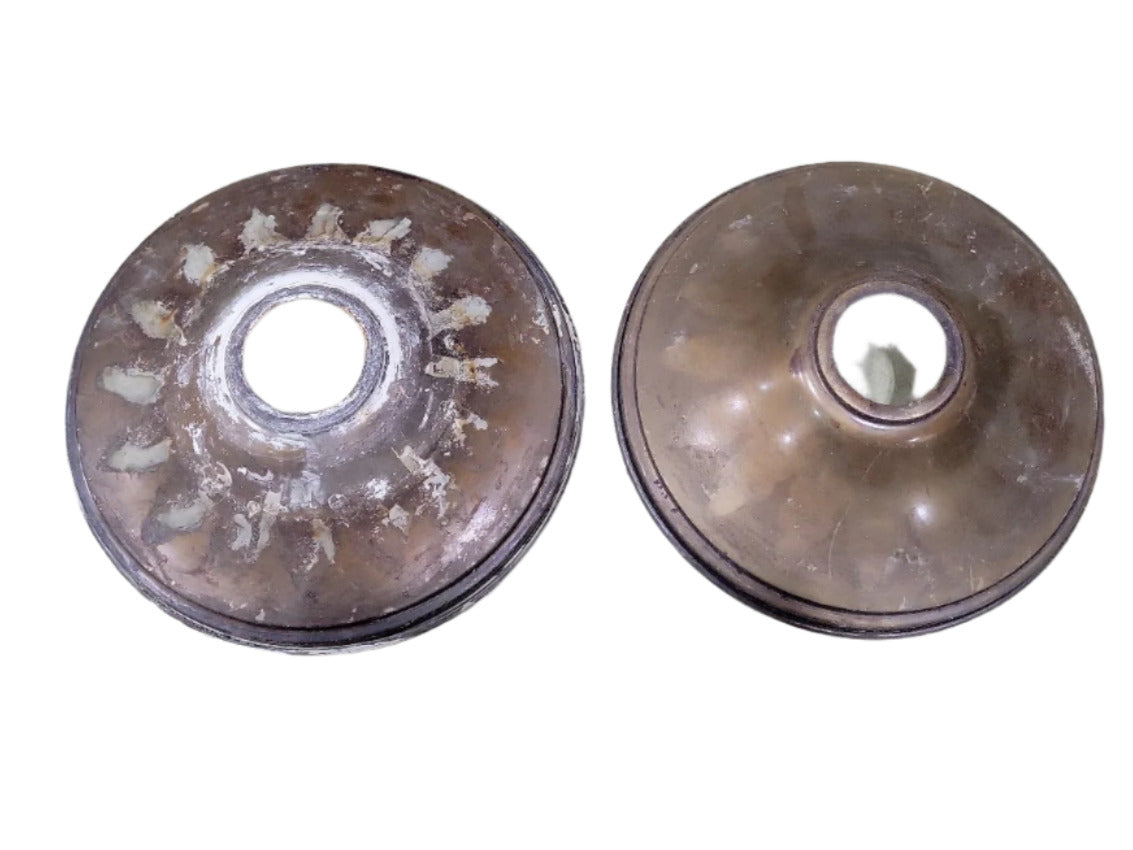 Pair of Vintage Brass Light Canopy Covers – 6 ¾" Diameter