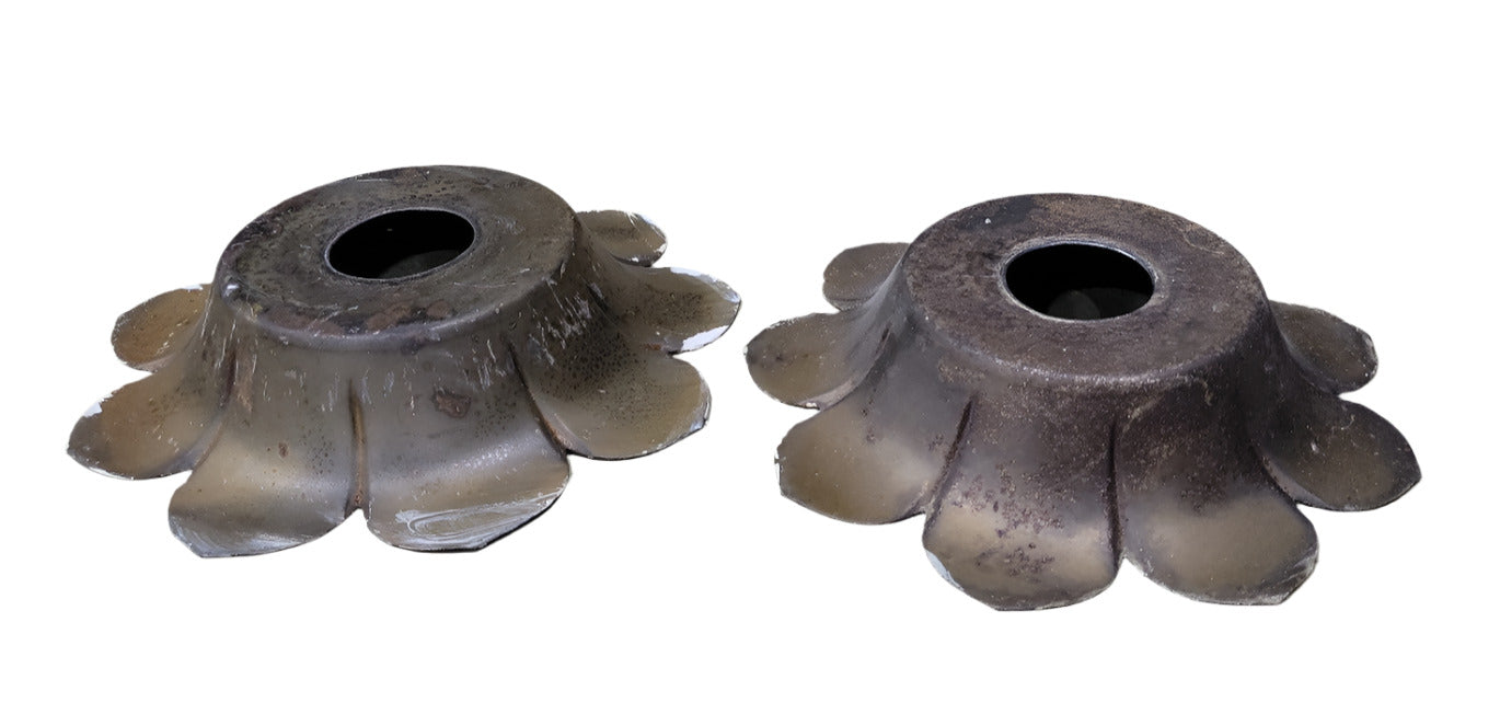 Pair of Scalloped Brass Bobeche-Style Canopy Covers – 7 ½" Diameter
