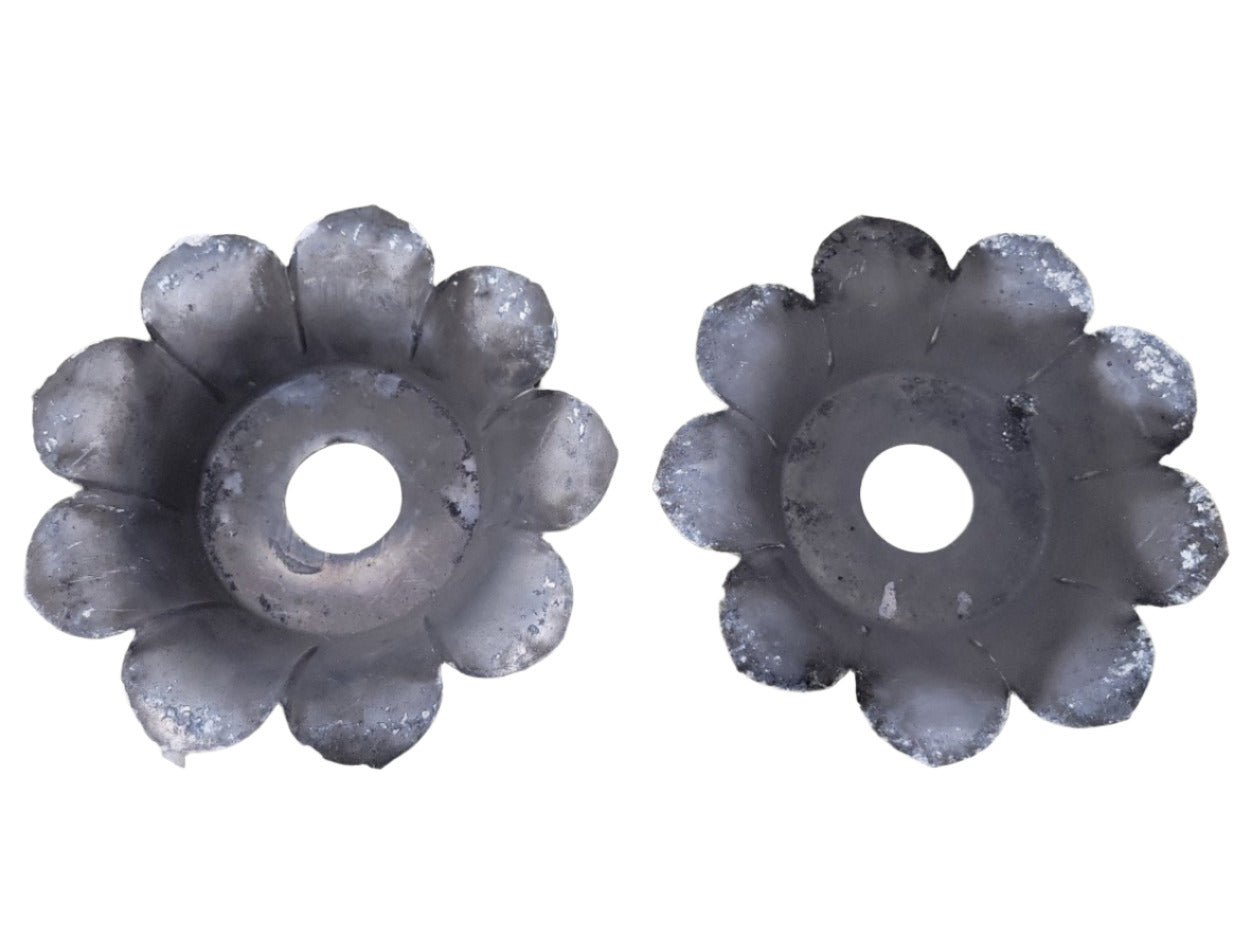 Pair of Scalloped Brass Bobeche-Style Canopy Covers – 7 ½" Diameter