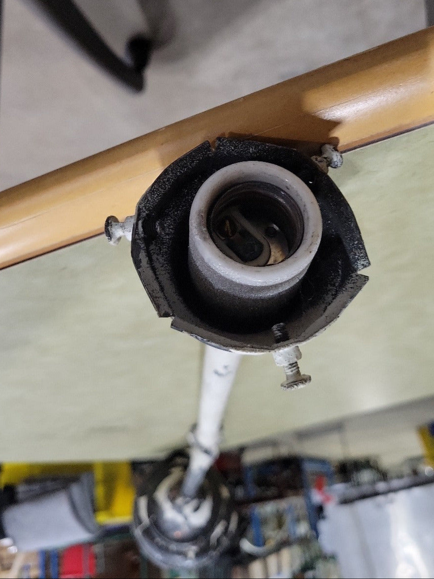 Salvaged Industrial Ceiling-Mount Light Stem – Painted Cast Fixture (AS IS)