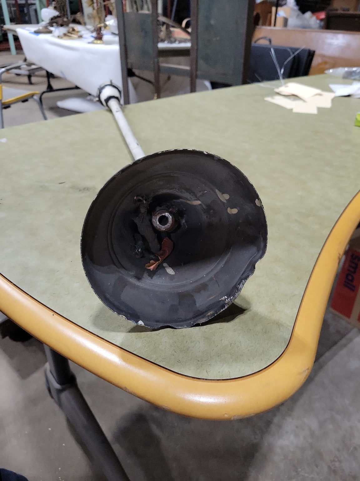 Salvaged Industrial Ceiling-Mount Light Stem – Painted Cast Fixture (AS IS)
