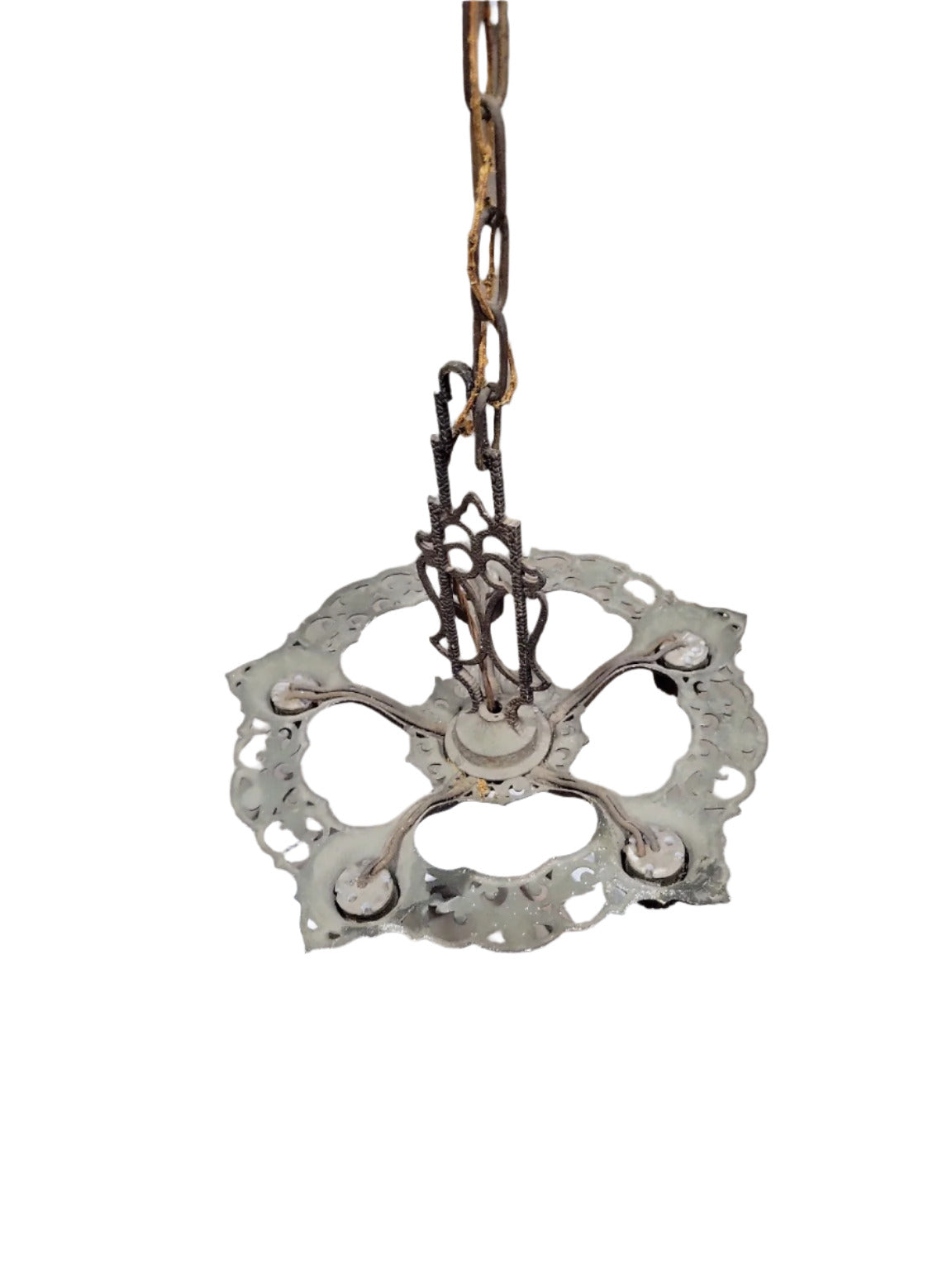 1920's Cast Iron 5-Light Chandelier – Ornate Openwork Design (AS IS)