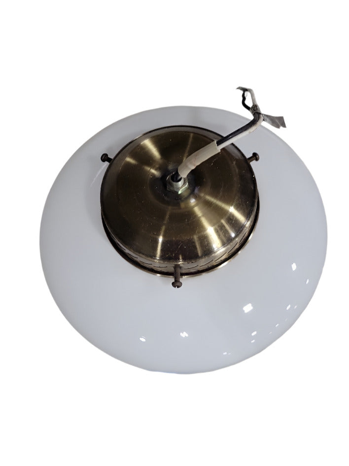 Opal Glass Schoolhouse Ceiling Fan Light Kit with Brass Mount – 8½" Diameter