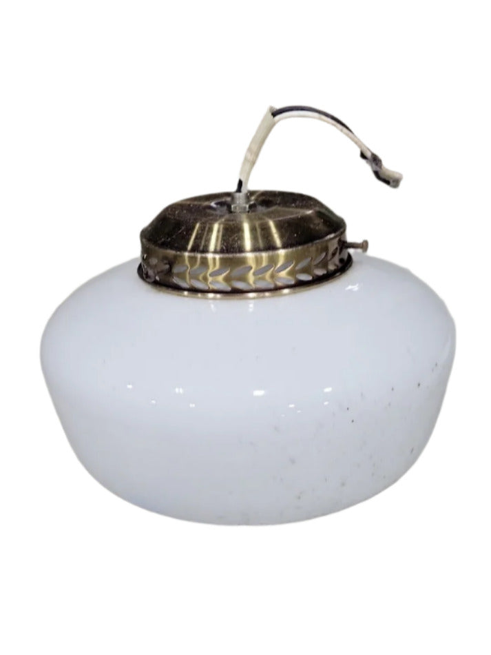 Opal Glass Schoolhouse Ceiling Fan Light Kit with Brass Mount – 8½" Diameter
