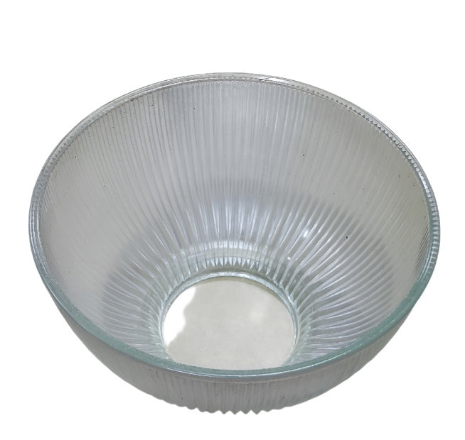 Vintage Ribbed Glass Light Shade – Industrial Dome Style