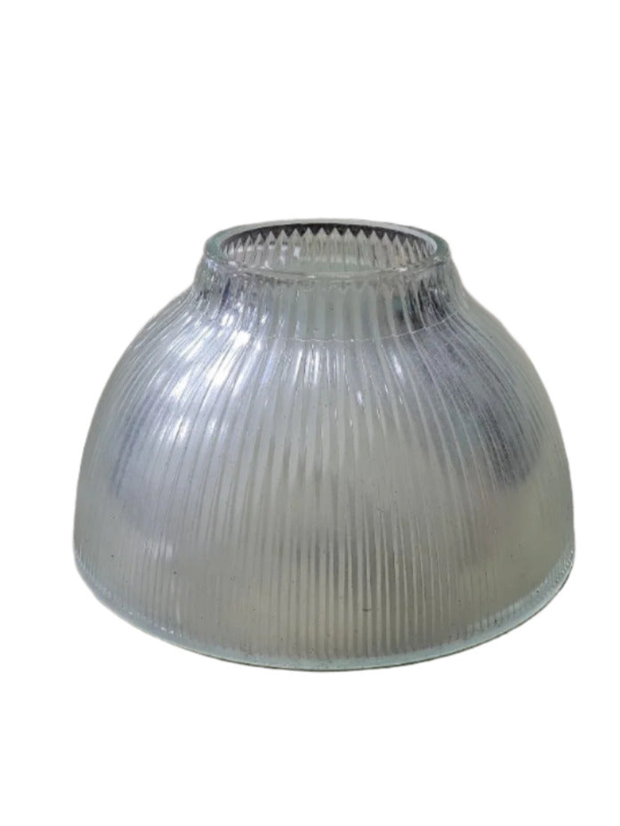 Vintage Ribbed Glass Light Shade – Industrial Dome Style