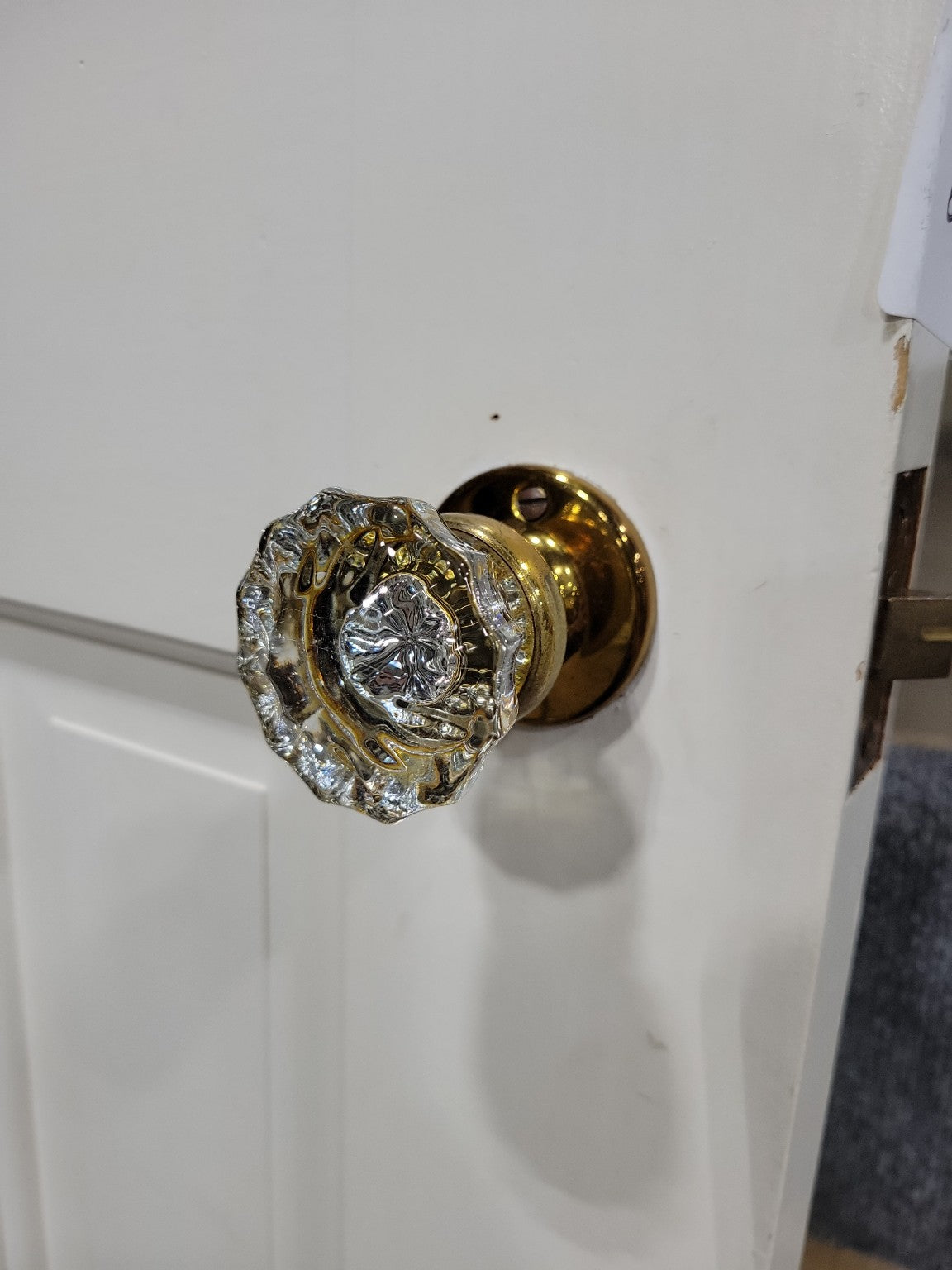 Vintage 5-Panel Wood Door with Glass Knob and Brass Rosette - 24" W x 80" H x 1 ¼" D